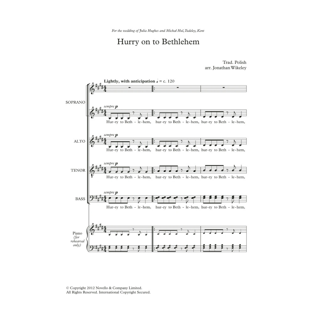 Hurry On To Bethlehem (arr. Jonathan Wikeley)